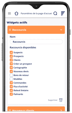 Widgets disponibles dans Yuto - Widget Raccourcis
